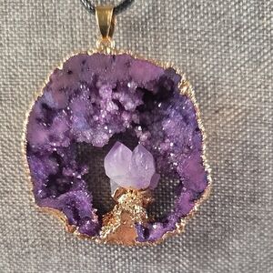 Purple Geode Pendant Necklace